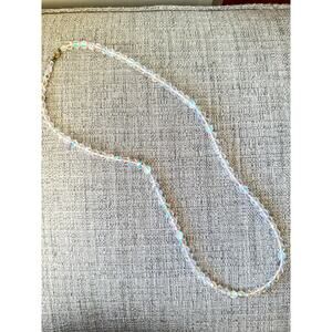 Vintage 1950s–60s Aurora Borealis Crystal Necklace – Clear Faceted Glass